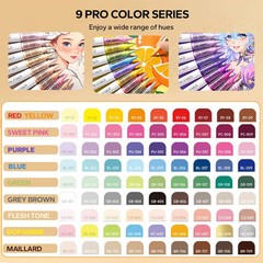 Acrylic Brush Markers Set, Assorted Pro Color Series Automatic Ink Control