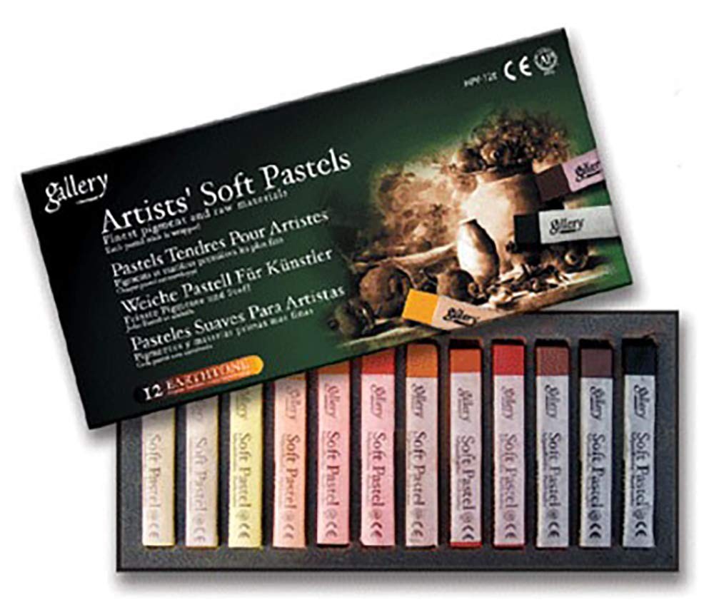 12 PCS Gallery Soft Pastel Squares Cardboard Box Set Earth Tones Art Supply