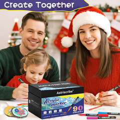 90 Colors Acrylic Paint Pens Set – Water-Based Paint Markers with Brush Tip (1–5
