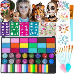 Face Painting Kit for Kids, 42 Colors Professional Face Paint Makeup Kit Non-Tox