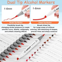 Alcohol Markers Brush Tip – 121 Colors Dual Tip Art Markers Set for Adult Col…