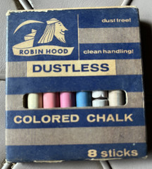 Robin Hood Dustless Colored Chalk-8 Sticks In Box-3.5″x3″-6510-Art Crayon Co. NY