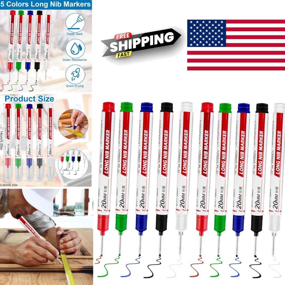 10 Pcs Waterproof Deep Hole Markers Multicolor for Construction and Decoration
