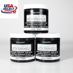 Americana Decor Satin Enamels Paint Classic Black 3 Pack 8 Fl Oz