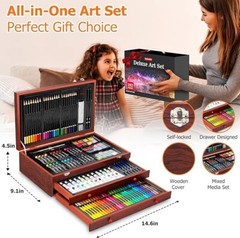NEW Art Supplies 192-Pack Deluxe Set Drawing Painting Supplies Art Kit Brown