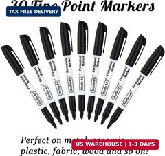 Shuttle Art Permanent Markers, 30 Pack Black Permanent Marker set, Fine Point, W