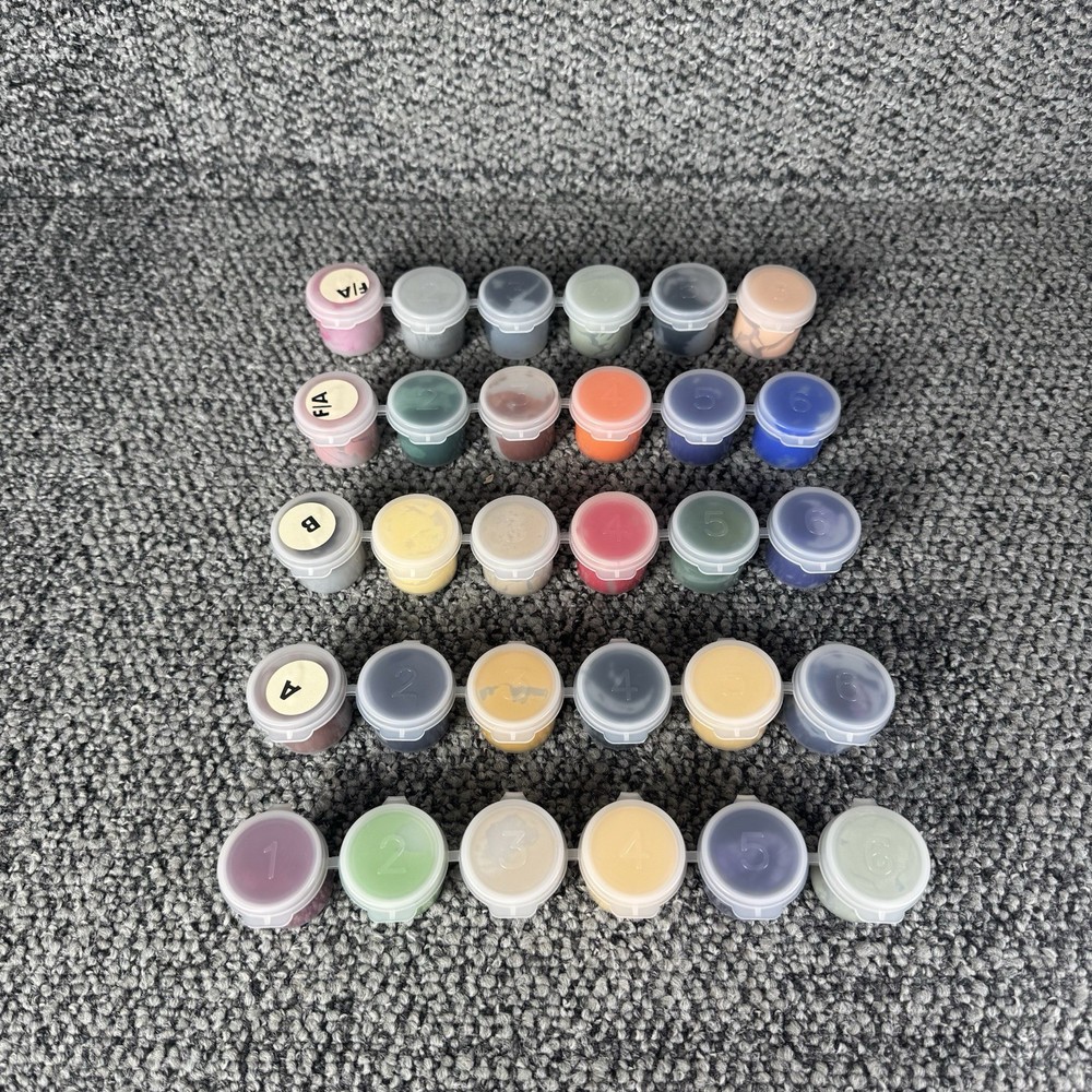 Lot of 30 Vintage Paint by Number Paint Pots Acrylic Strips 2001 Assorted Colors