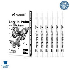 6-Pack Water-Based White Paint Markers for Multi-Surface DIY Crafts
