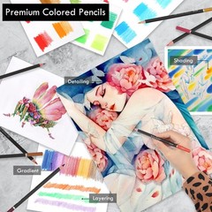 180 Colored Pencils Set – Soft Core, Oil-Based, Vibrant Colors for Drawing, Sket