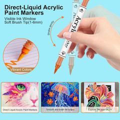 120 Colors Acrylic Paint Markers,60 Pack Automatic Controlsoft Brush Acrylic Ma