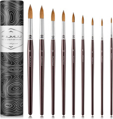 Sable Watercolor Brushes 9Pcs Professional Superior Kolinsky Watercolor Paint