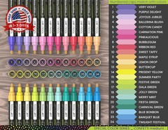 24 Confetti Colors Acrylic Paint Pens Markers Set 3mm Medium Tip, Rock Painting,