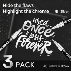 3 Pcs Silver Chrome Paint Markers for Plastic, Metal, Model, Jewelry, DIY Art…