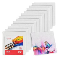 Small Canvases for Painting – Pack of 12, 6 x 6 Inch Blank White Canvas Board…