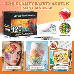 Acrylic Paint Markers 120 Colours 1-5 Mm Brush Tip – Quick-Drying Art Supplies