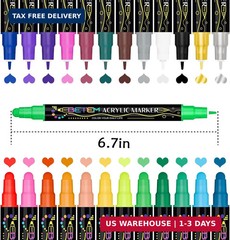Betem 24 Colors Dual Tip Acrylic Paint Markers, Fabric Decorating Kits Premium W