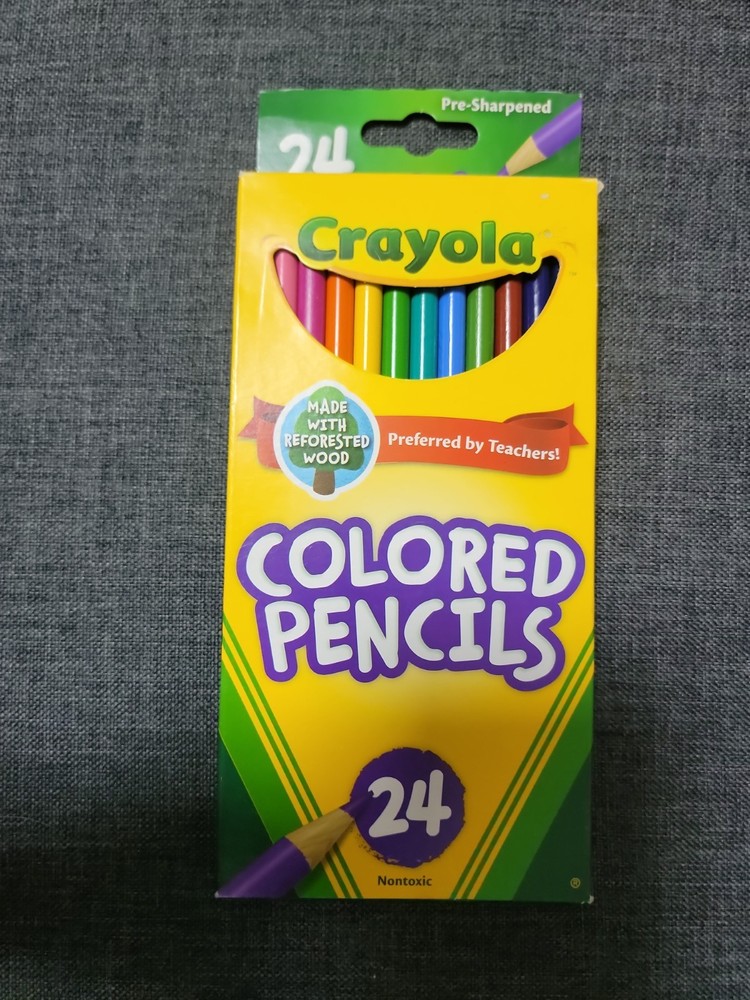 🏷 Crayola Colored Pencils 24 Count Pre-Sharpened Nontoxic Kids School New