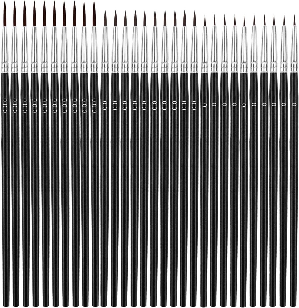 Anezus Tiny Detail Paint Brushes 30 Pcs Fine Set Small, Black
