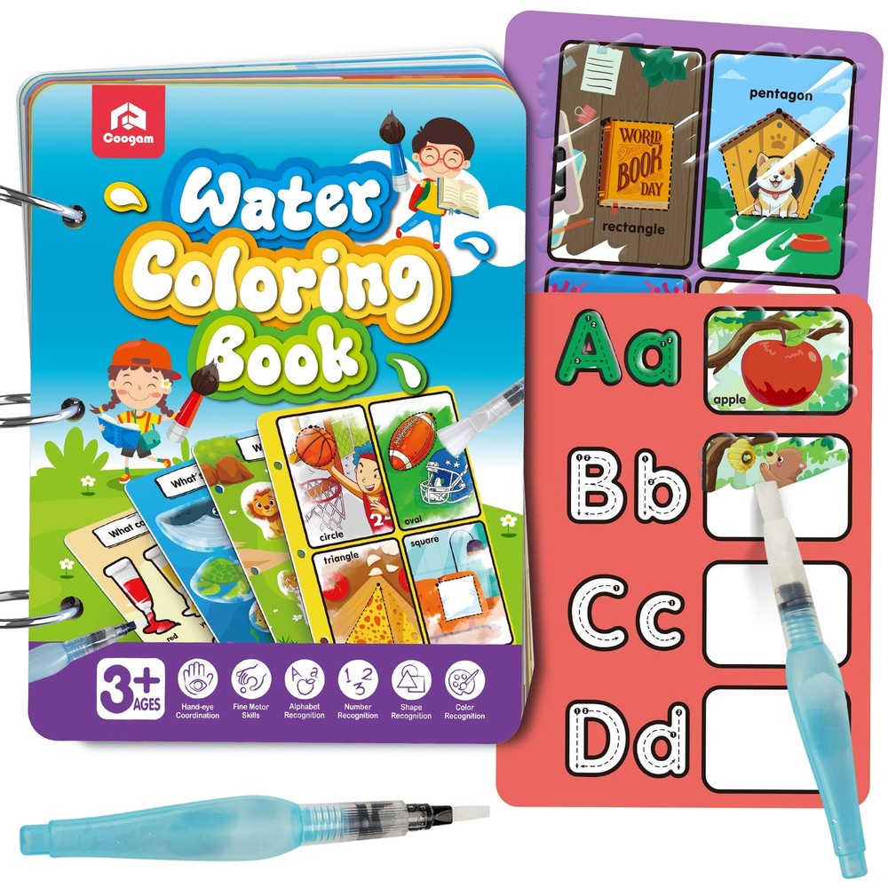 Coogam Water Painting Color Book – 12 Double Sided Book, White