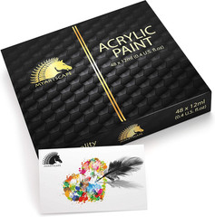Acrylic Paint Set, 48 Colors, 48 X 0.4 Fl Oz (12 Ml) Tubes, Lightfast Heavy Body