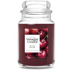 Yankee Candle Black Cherry, Scented Candle, 22oz Large Jar, Cherry