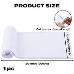 1×1 Solid Rib Knit Fabric White Stretchy Knitted Ribbing Trim 6×39 Inch