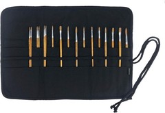 30 Pockets Artist Paint Brush Holder, Canvas Roll Up Case Bag & Storage Black