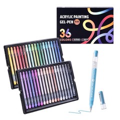 Acrylic Painting Gel Pens 36 Colors with 1mm Bullet Tip, Color Gel Pens for Adul