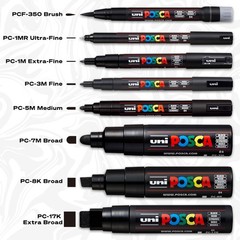 Posca Set of 16 Acrylic Paint Pens with Reversible Fine Point Pen Tips, Posca Pe