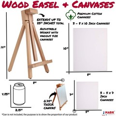 48pc Deluxe Painting Kits for Adults – Includes Adjustable Wood Easel, Thick …