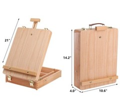 DEAYOU Wood Tabletop Easel Storage Box Beechwood Portable Sketchbox for Paint…