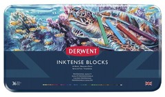 Derwent Inktense Blocks 36 Tin, Set of 36, 8mm Block, Soft Texture, Watersolu…