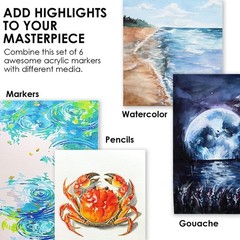 6 White Acrylic Paint Markers – 0.7mm Extra Fine Tip Pens for Art & Coloring