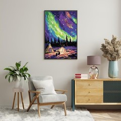 Framed Paint by Numbers Kit for Adults Beginner & Kids Ages 8-12, Aurora Landsca