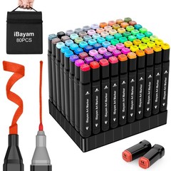 Alcohol Markers 80 Colors with Case & Holder, Dual Tips Chisel & Fine Art Mar…