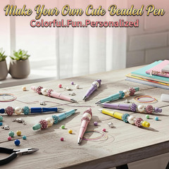 180 Pcs DIY Beadable Pen Kit – 60 Pens, 60 Refills & 60 Gift Bags – Beads Not…