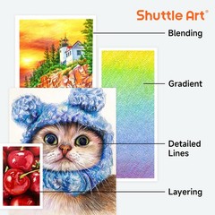 174 Colors Professional Colored Pencils, Shuttle Art Soft Core Coloring Pencils