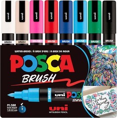 Artistic Expression with 8 Pack Brush Tip Water-Based Paint Markers – 1.0-4.0mm