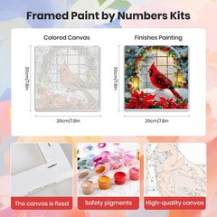 HEIBAGO 4 Pack Christmas Framed Paint by Numbers Kit 8 X 8 Inches, BK4ZH005
