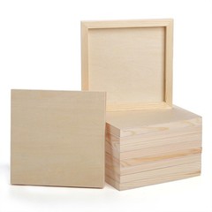 10 Pack 8×8 Inch Unfinished Birch Wood Panels for Painting, Crafts, and Easel