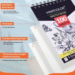 5.5X8.5” Premium Sketch Book Set, 1 Pack, 100 Sheets(68 lb/100gsm) Sketchbook…