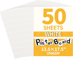 50 Pack White Poster Board, 13.5″ X 17.5″ Heavy-Weight Blank Poster Board Bulk,