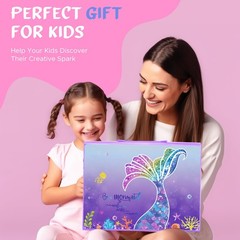 homicozy Art Supplies for Kids Ages 4-12,Mermaid Drawing Sets Purple Mermaid