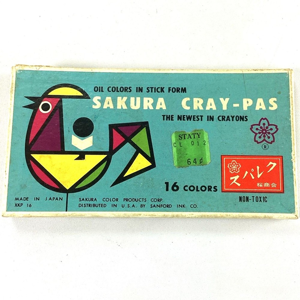 Vtg Sakura Cray-pas Crayons 16 Oil Color Sticks Japan XKP16