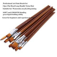 Watercolor Brushes, Paint Brushes 13pcs Long-Handled Flat Paintbrushes Large