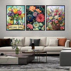 3 Pack Diamond Art Kits for Adults-Flowers Diamond Painting Kits for Adults-5D
