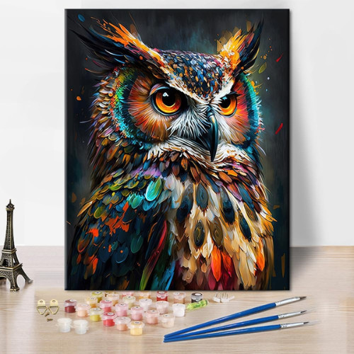 Abstract Owl Animal Paint by Numbers Kit for Adults Beginners 16×20 Inch Art