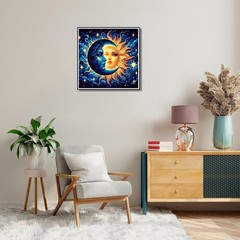 Axquilon Paint by Numbers Kit for Adults 16x16in(40x40cm), Sun and Moon