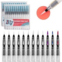 Refillable Watercolor Brush Pens Set of 24 – Water Brush Pens with 3 Tip S