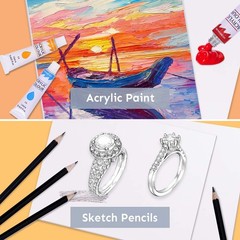 85 Piece Deluxe Wooden Art Supplies, Art Kit with Easel and Acrylic Pad, Art …